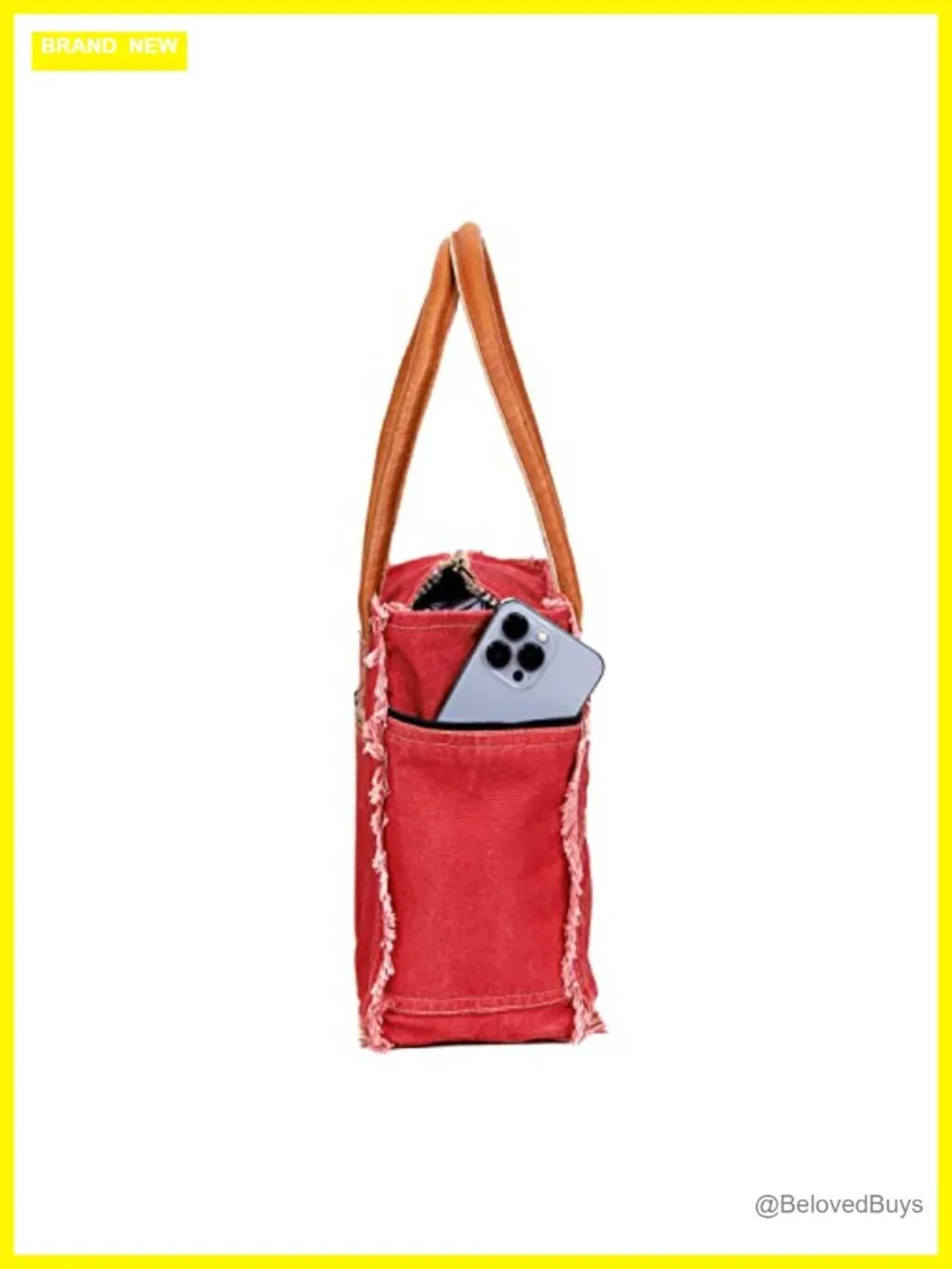 Canvas Tote Bag with Leather Handles, Shoulder Bag, Beach Bag, Travel &